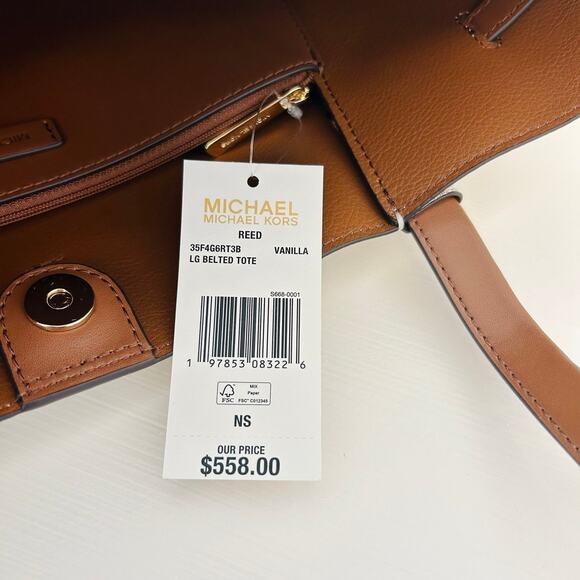 Michael Kors Purse Reed Large Logo Tote Bag Vanilla MK - Picture 8 of 9